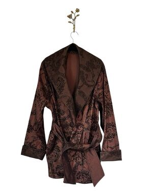 Mycra Pac Reversible Rain Coat Jacket Brown Black Velvet Glitter Paisley